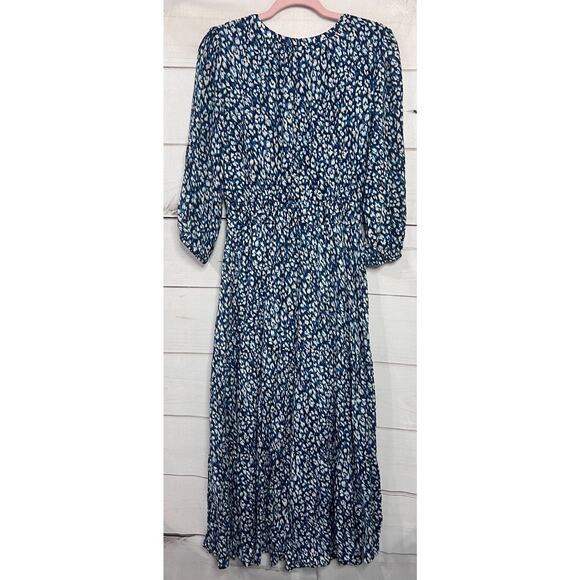Liverpool Los Angeles Sz SM Maxi Dress with Pockets Blues and White Print Classy - Picture 2 of 5